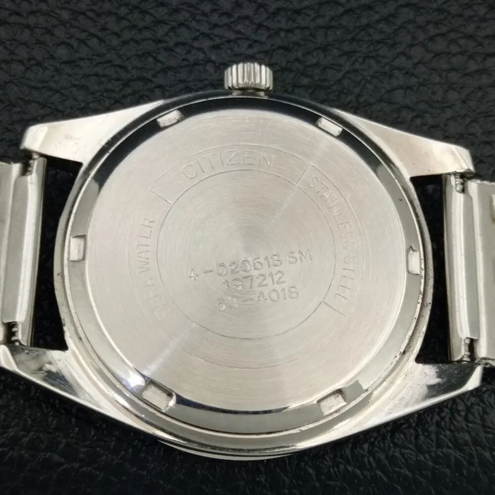 Vintage 1971 Citizen Manual Wound Mens Silver Watch & Blue accents